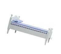 1:12 Scale Bed with Vintage Carved Headboard and Realistic Fabric Bedding Vintage Miniature Bed for Dolls