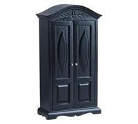 1/12 Scale Black Wardrobe Doll House Miniature Cabinet with Elegant Carvings for Model Project Landscape Furniture Miniature Doll House Wardrobe