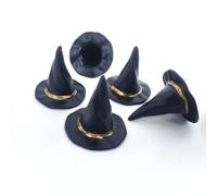 1/12 Scale Black Witch Hats for Dollhouse Miniatures, Halloween Décor, Cupcake Decorations 5Pcs