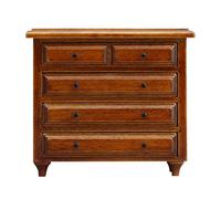 1/12 Scale Chestnut Wooden Dresser With 5 Drawers For Miniature Dollhouses Accessories Storage Vintage Compact Furniture Wooden Dollhouses Accessories With Drawers