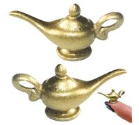 1 12 Scale Dollhouse Accessories, 2PCS Mini Doll House Alloy Aladdin Genie Lamp, DIY Miniature Dollhouse Accessories for Decoration, Gift for Lovers