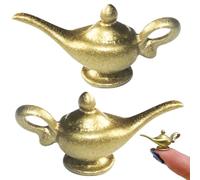1 12 Scale Dollhouse Accessories, 2PCS Mini Doll House Alloy Aladdin Genie Lamp, DIY Miniature Dollhouse Accessories for Decoration, Gift for Lovers