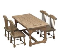1 12 Scale Dollhouse Furniture, 5PCS/Set Lifelike Dollhouse Table and Chair, Wooden Miniature Accessories for Dining Room Table