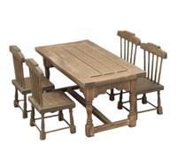 1 12 Scale Dollhouse Furniture, 5PCS/Set Lifelike Dollhouse Table and Chair, Wooden Miniature Accessories for Dining Room Table