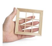 1/12 Scale Dollhouse Lattice Window - Unpainted Wood Miniature Square 9-Grid Large Frame Windows | Victorian Vintage Style Tiny Building Components for Diorama, Craft DIY & Miniature Furniture Decorat