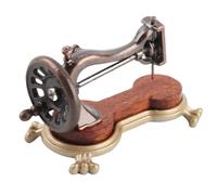 1:12 Scale Dollhouse Miniature Sewing Machine Simulation Alloy Composite Wood Hand Sewing Machine Tool Kit for Doll House Decorations Accessories