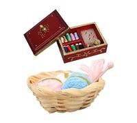 1/12 Scale Dollhouse Miniature Sewing Tool Kit with Thread Basket and Sewing Box Realistic Model Scene Craft Dollhouse Display Accessories