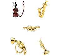 1:12 Scale Dollhouse Musical Instrument, 5 Pcs, Include Violin Saxophone Bend Bass Tuba Trumpet, Dolls House Furnishings Collection Gift Very Durable processing