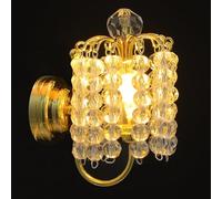 1:12 Scale Dollhouse Wall Lamp, Battery Operated Light-up Miniature Sconce with Crystal-like Shade, Golden Mini Led Light for Doll House Furniture And Diy Micro Landscape