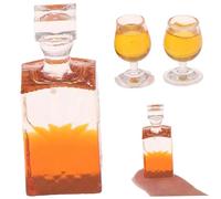1/12 Scale Dollhouse Whiskey Bottle Set Mini Resin Alcohol Bottles with 2 Cups
