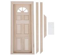 1:12 Scale Dollhouse Wooden Miniature Door, Miniature Furniture Wooden Door, Dollhouse Miniature Door Model for DIY Scene Dollhouse Furniture(six-Panel Door)