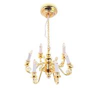 1/12 Scale Dollhouses 6 Head Chandelier European Styls Hanging Lamp LED Ceiling Light For Model Project Scene Display Dollhouses Decors