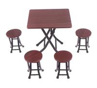 1/12 Scale Dollhouses Tiny Table And Chairs 5 Piece Set Realistic Design Safe For Children Educational Role Play Toy