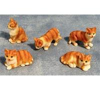 1:12 Scale Dolls House Miniatures 5 Assorted Ginger and White Cats DA012