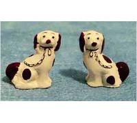 1:12 Scale Dolls House Miniatures Pair of Miniature Staffordshire Dogs China Ornaments D466