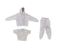 1/12 Scale Long Sleeve Hoodie Sweatpants T-shirt Clothes Set for 12 Action Figure JOA-114 JO21X-38 Gray