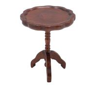 1/12 Scale Mini House Miniature Round Wooden Coffee Table Miniature Dollhouse Furniture Dining Table Model Chestnut Color