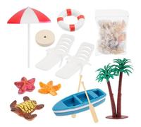 1/12 Scale Miniature Beach Scene Display Furniture Set Doll House Accessories With Lounge Parasol Seashells Boat Model Doll House Beach Set