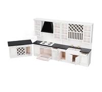 1/12 Scale Miniature Birch Kitchen Cabinet Set, for DIY Dollhouse Decor and Landscape Ornaments