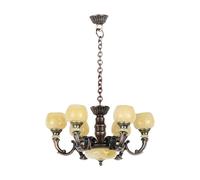 1/12 Scale Miniature Chandelier Simulation Furniture Toys Hanging Lamp Model Bronze Red 64x26mm