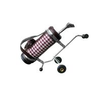 1/12 Scale Miniature Golf Cart with Ball Holder for Dollhouses Control Stage Metal Design Portable Leather Construction Dollhouses Sports Scene