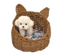 1/12 Scale Miniature Pet Bed For Dollhouses Collectors Dog Bed Punnet Dollhouses Accessory Small Woven Basket Miniature