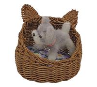 1/12 Scale Miniature Pet Bed For Dollhouses Collectors Dog Bed Punnet Dollhouses Accessory Small Woven Basket Miniature Furniture Set