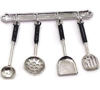 1:12 Scale Stainless Steel Mini Kitchen Tools for Dollhouses, Realistic Utensil Set for Fairy Gardens, DIY Craft Dioramas and Model Displays