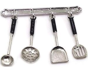 1:12 Scale Stainless Steel Mini Kitchen Tools for Dollhouses, Realistic Utensil Set for Fairy Gardens, DIY Craft Dioramas and Model Displays