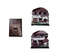 1:12 Scale Tiny Book Houses, Foldable Miniature Book Decor with Hidden Diorama Inside, Handmade Realistic Tiny Books for Dollhouses & Bookshelf, Mini Dollhouse Accessories & Collectibles (Black)