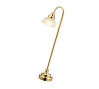 1/12 Scale Tiny Gold Frosted Flower Table Lamp Dollhouses Accessory LED Battery Powered Decorative Lighting Artistic Dollhouses Floor Lamp