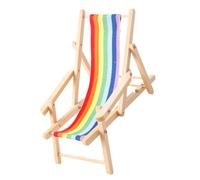 1/12 Scale Vibrant Wood Beach Lounge Chair Safe Kids Playroom & Vacation Decoration Accessories Doll House Furniture