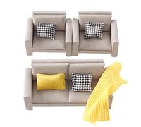 1/12 Scale Wooden Couch Single Sofa Model Miniature Furniture For Realistic Dollhouses Displays Miniature Living Room Furniture
