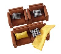 1/12 Scale Wooden Couch Single Sofa Model Miniature Furniture For Realistic Dollhouses Displays Vintage Miniature Couch Set