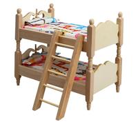 1: 12 Scale Wooden Doll House Miniature Bunk Bed Model Figurine for Kids Room Decors with Smoothly Finish Safe Painting Miniature Bunk Bed for Furniture