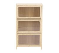 1/12 Scale Wooden Dollhouse Shelf, Dollhouse Bookshelf with Three Layers, Birch Wood Mini Cabinet for Living Room Kitchen Bedroom, Dollhouse Furniture Accessories
