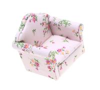 1/12 Scale Wooden Sofa Floral Miniature Dollhouse Furniture Adult & Kids Goods Display Dollhouse Sofa Figurine