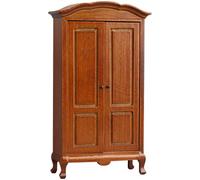 1/12 Scale Wooden Wardrobe Miniature Furniture with Functional Doors for Bedroom Display Miniature Wardrobe Antique Accessories
