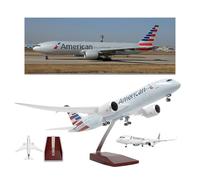 1:130 Scale 47cm American B777 Model with Light Control, Rotating Wheels Premium Resin Metal Construction - Collector’s Display for Office Decor Aviation Enthusiasts Corporate(Normal)