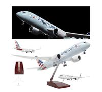 1:130 Scale 47cm American B777 Model with Light Control, Rotating Wheels Premium Resin Metal Construction - Collector’s Display for Office Decor Aviation Enthusiasts Corporate(Upgraded)
