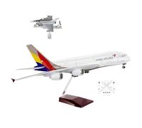 1:130 Scale Airplane Models Asiana Airlines A380 Metal Planes Model Kits with T Jigs Fixtures Stand Kit with Light Display Diecast Aircraft for Decoration(Normal)