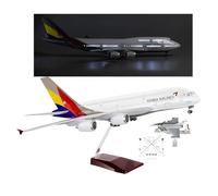 1:130 Scale Airplane Models Asiana Airlines A380 Metal Planes Model Kits with T Jigs Fixtures Stand Kit with Light Display Diecast Aircraft for Decoration(Upgraded)