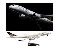 1/130 Scale American united airlines B747 Airplane Metal Model Prebuilt Diecast Aircraft with Light-Up Wheels Retractable Landing Gear with Stand for Adults Collection or Gift(Upgraded)