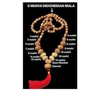1-14 Mukhi, Ganesh, Gaurishankar Siddha Mala Indonesian Lab Certified 14mm-17mm in Red Thread