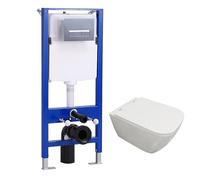 1.14M Concealed Cistern Rimless Square Wall Hung Toilet Pan Bathroom