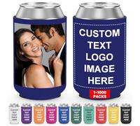 1-150 PCS Custom Beer Can Coolers Sleeves Bulk Personalized Insulated Beer Soda Can Cover Beverage Bottle Holder with Logo Image Text for Wedding Birthday Party
