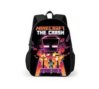 (1, 16 inches) Student Minecraft Novelty Backpack Waterproof Daily Graphic Knapsack Lightweight School Bookbag for Kids