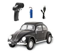 1/16 Scale D62MINI Retro RC Beetle Car, 2.4GHz 4CH Retro Racing Sport Car with High Speed & LED Light, Mini Drift Cars Gift for Adult(Black/1 Battery)