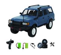 1/16 WPL D-54 RC Car, 2.4G LC80 Realistic Land Cruiser 4WD Rock Crawler RC Vehicle, 260 Motor with 10-15 km/h Speed, LED Headlights, Independent Suspension, 50m Remote Control Distance, Blue/2 Battery