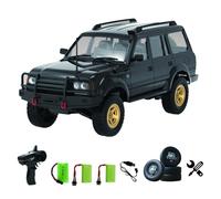 1/16 WPL D-54 RC Car, 2.4G LC80 Realistic Land Cruiser 4WD Rock Crawler RC Vehicle, 260 Motor with 10-15 km/h Speed, LED Headlights, Independent Suspension, 50m Remote Control Distance, Blac/3 Battery